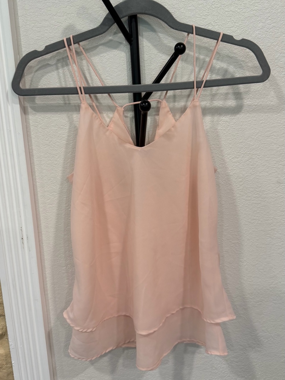 Light Pink Double-Layer Spaghetti Strap Women's Tank Top